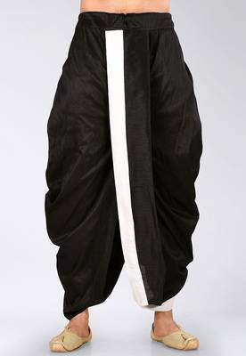 Black dupion art silk readymade dhoti with patch work 2