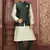 Rama green dupon art silk kurta, jacket with matching churidar