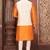 Cream dupon art silk kurta, jacket with matching churidar