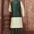 Rama green dupon art silk kurta, jacket with matching churidar