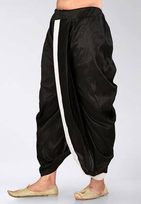 Black dupion art silk readymade dhoti with patch work 3