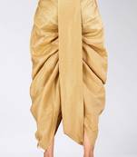 Cream dupion art silk readymade dhoti with patch work