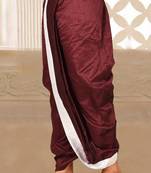 Red dupion art silk readymade dhoti with patch work