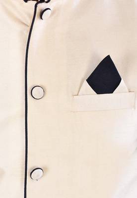 Navy blue dupon art silk kurta, jacket with matching dhoti 2
