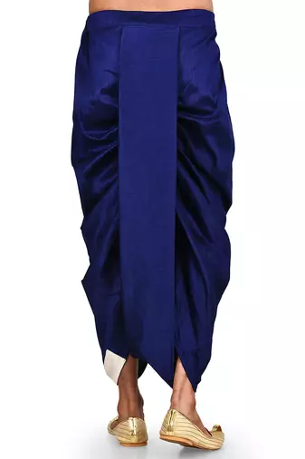 White dupion art silk readymade dhoti with patch work