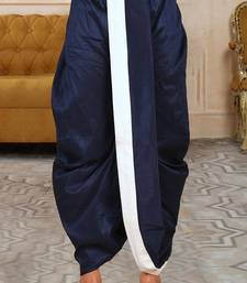 Blue dupion art silk readymade dhoti with patch work