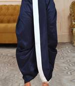 Blue dupion art silk readymade dhoti with patch work