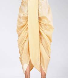 Cream dupion art silk readymade dhoti with patch work