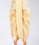 Cream dupion art silk readymade dhoti with patch work