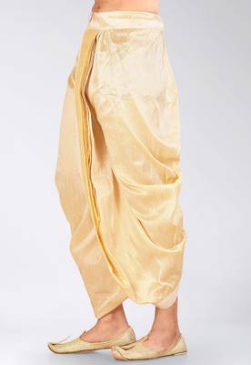 Cream dupion art silk readymade dhoti with patch work 3