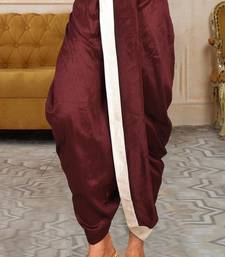 Maroon dupion art silk readymade dhoti with patch work