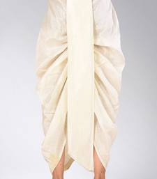 White dupion art silk readymade dhoti with patch work