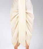 White dupion art silk readymade dhoti with patch work