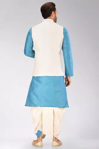 Firoza dupon art silk kurta, jacket with matching dhoti