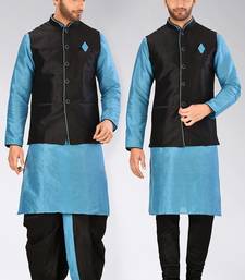 Firoza dupon art silk kurta, jacket with matching dhoti and churidar