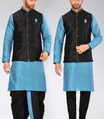 Firoza dupon art silk kurta, jacket with matching dhoti and churidar