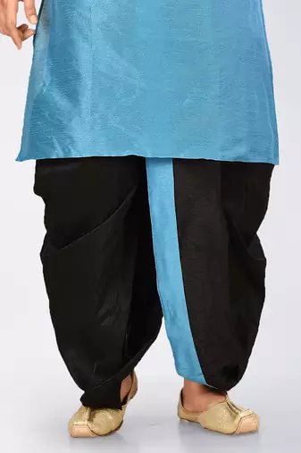 Firoza dupon art silk kurta, jacket with matching dhoti and churidar