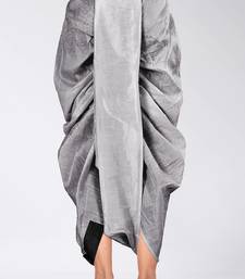 Grey dupion art silk readymade dhoti with patch work