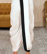 White dupon art silk kurta, jacket with matching dhoti and churidar