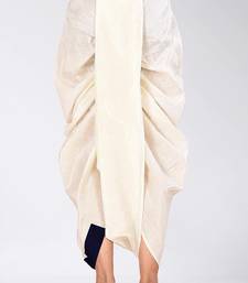 White dupion art silk readymade dhoti with patch work