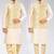 Cream dupon art silk kurta, jacket with matching dhoti and churidar