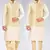 Cream dupon art silk kurta, jacket with matching dhoti and churidar