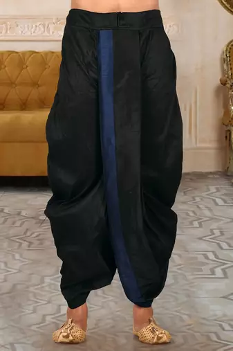 Off white dupion art silk readymade dhoti with patch work