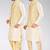 Cream dupon art silk kurta, jacket with matching dhoti and churidar