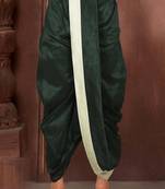 Green dupion art silk readymade dhoti with patch work