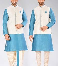 Firoza dupon art silk kurta, jacket with matching dhoti and churidar