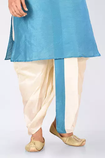 Firoza dupon art silk kurta, jacket with matching dhoti and churidar