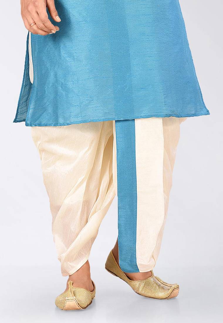 Firoza dupon art silk kurta, jacket with matching dhoti and churidar