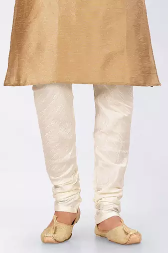 Chiku dupon art silk kurta, jacket with matching dhoti and churidar