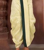 Yellow dupion art silk readymade dhoti with patch work
