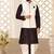 Wine dupon art silk kurta, jacket with matching dhoti