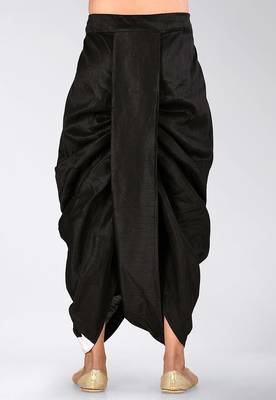 Black dupion art silk readymade dhoti with patch work 1