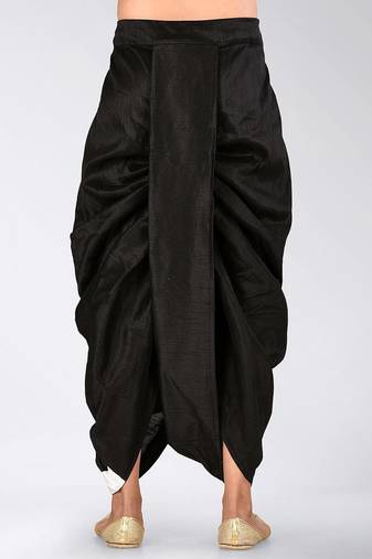 Black dupion art silk readymade dhoti with patch work