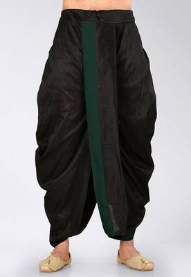 Black dupion art silk readymade dhoti with patch work 2