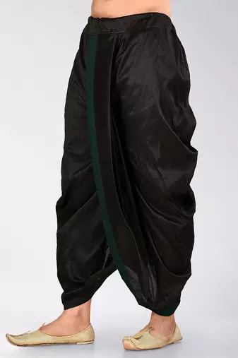 Black dupion art silk readymade dhoti with patch work