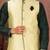 Rama green dupon art silk kurta, jacket with matching dhoti