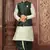 Sea green dupon art silk kurta, jacket with matching dhoti