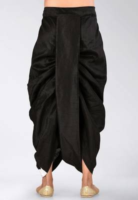 Black dupion art silk readymade dhoti with patch work 1