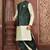 Sea green dupon art silk kurta, jacket with matching dhoti