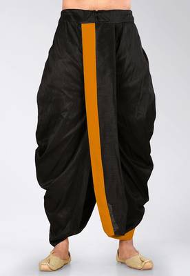 Black dupion art silk readymade dhoti with patch work 2