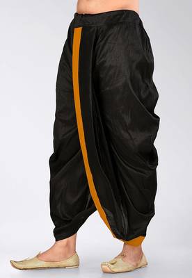 Black dupion art silk readymade dhoti with patch work 3