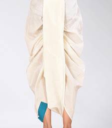 White dupion art silk readymade dhoti with patch work
