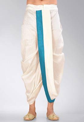 White dupion art silk readymade dhoti with patch work 2