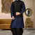 Navy blue dupon art silk kurta, jacket with matching dhoti