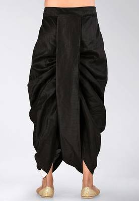 Black dupion art silk readymade dhoti with patch work 1