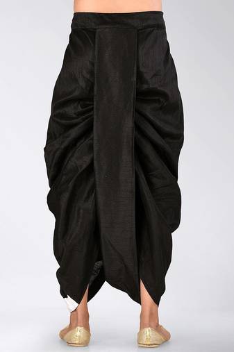 Black dupion art silk readymade dhoti with patch work